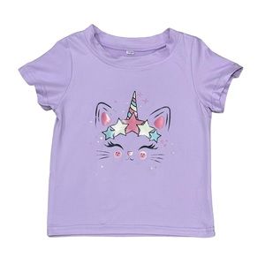 Toddler Girls Purple Unicorn Short Sleeve Tee